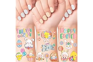 4 Sheets Easter Temporary Tattoos Party Favors for Kids - Metallic Rose...