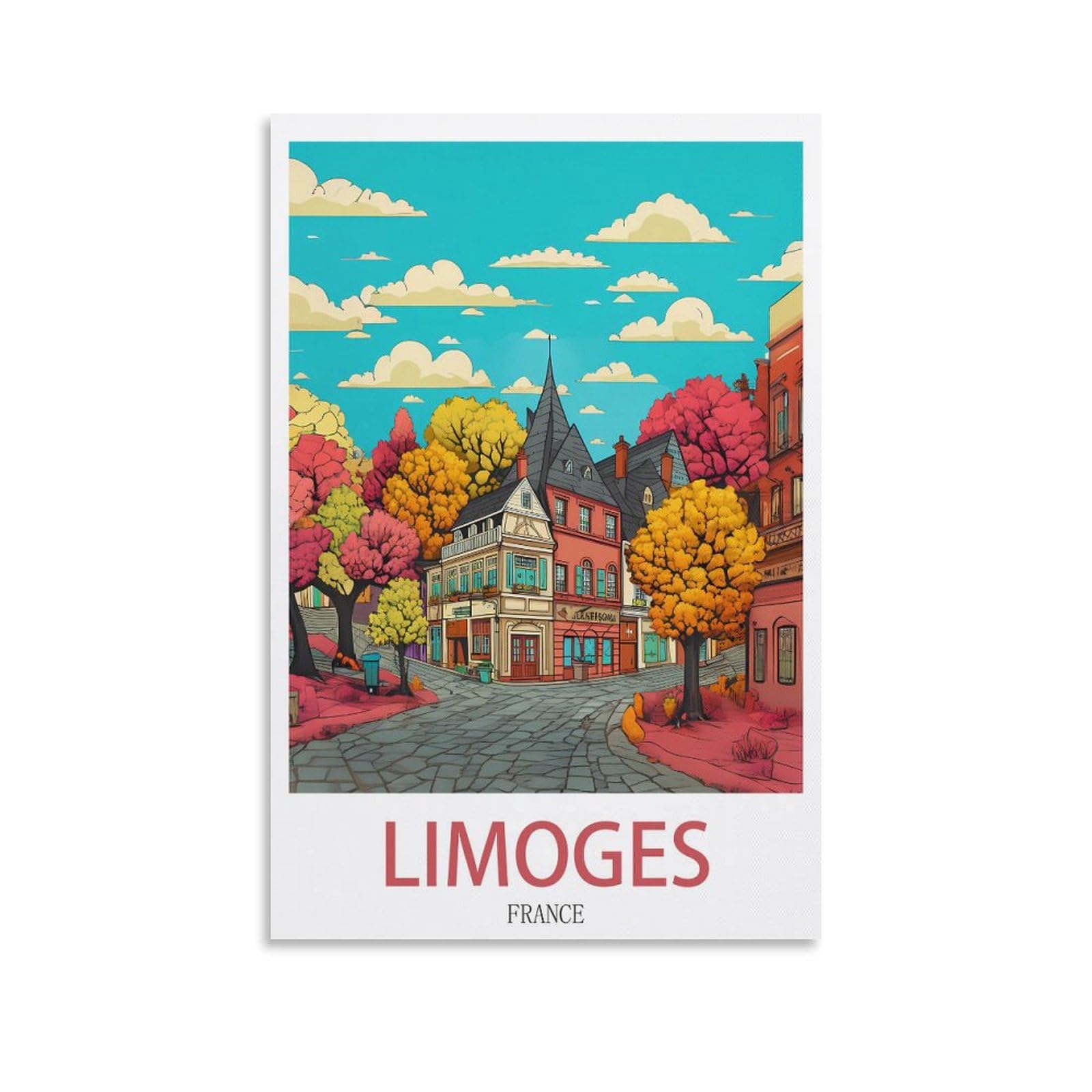 Heybox Unframe-Style Limoges France Vintage Travel Posters 16X24inch(40X60cm) Canvas Prints Wall Art Paintings For Home Office Living Room Decor