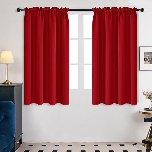 Deconovo Cortinas de ventana pequeñas paneles de cortina opacas bloqueo de luz juegos de cortinas de tratamiento de ventana para decoración del