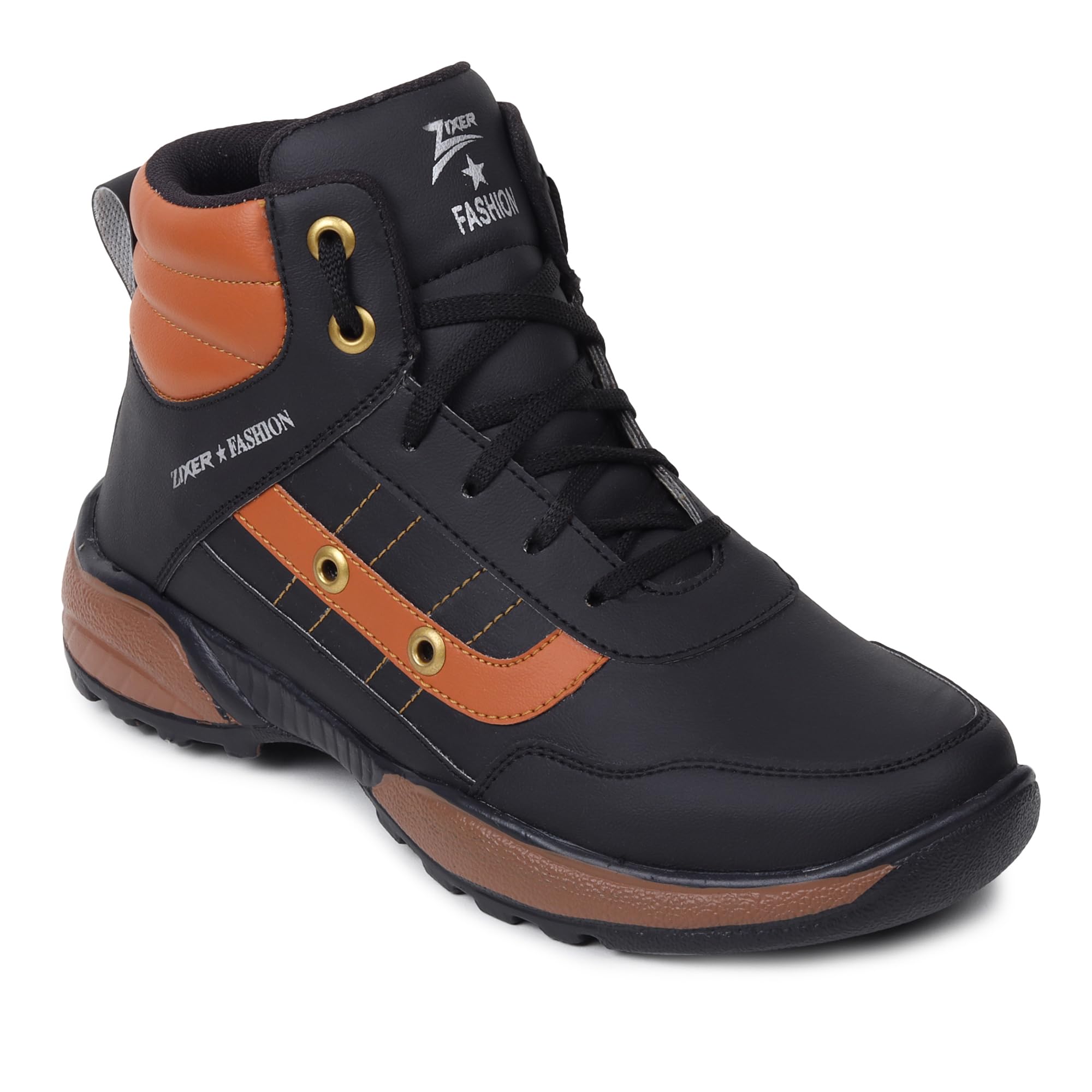 ZixerHigh-Top Casual Sprite Sneakers Shoes for Boys | Trendy Chunky Fashion Sneakers | Alpha Series Funky Snow Boots | Casual Lace-Up Rubber Sole Shoes for School, Parties, and Everyday Wear