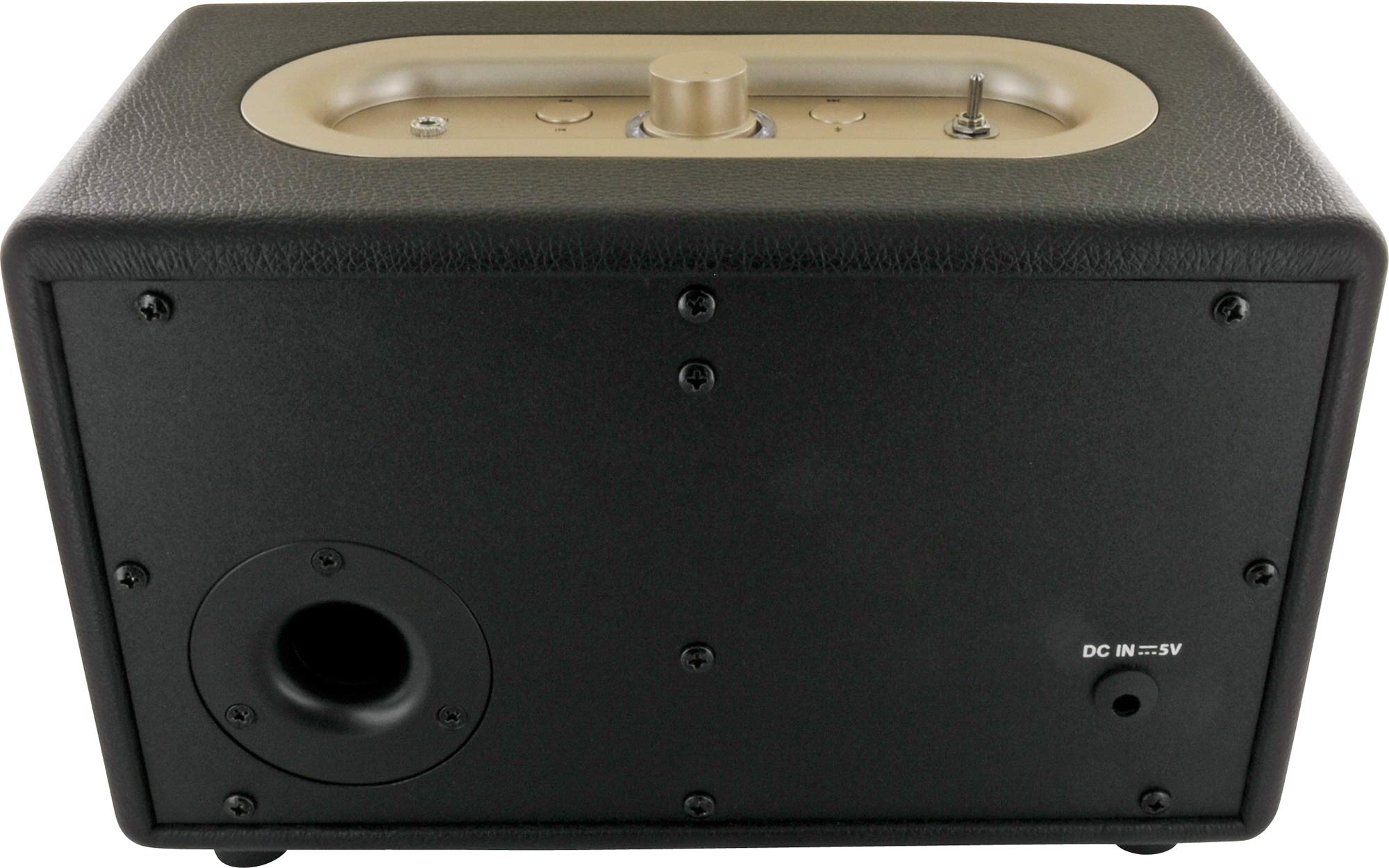 SCHWAIGER 661705 Enceinte Bluetooth rétro Enceinte Vintage Aspect Cuir Boîtier Bois Batterie HiFi Boîte à Musique INCL. câble Jack Câble Micro-USB Noir