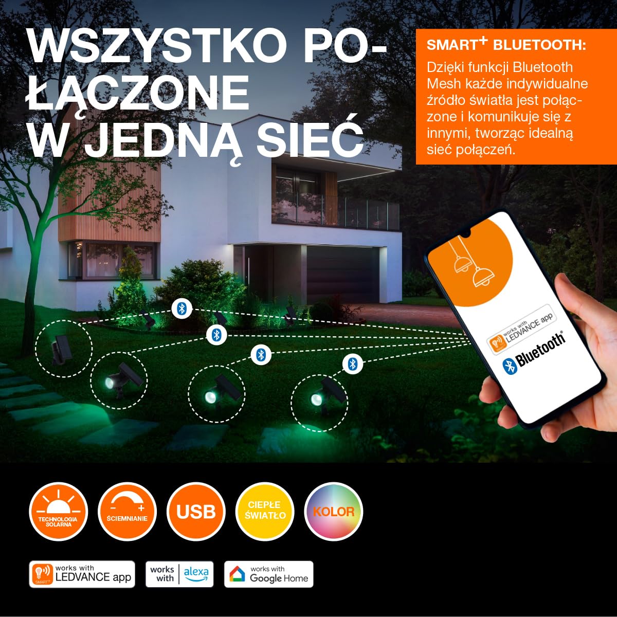 Ledvance, LEDVANCE ENDURA Flood Solar naświetlacz LED, 10 W, zasilany energią słoneczną, wbudowany czujnik, zimnobiałe światło, pilot zdalnego sterowania, baterii do 4 godzin pełnej jasności, IP65