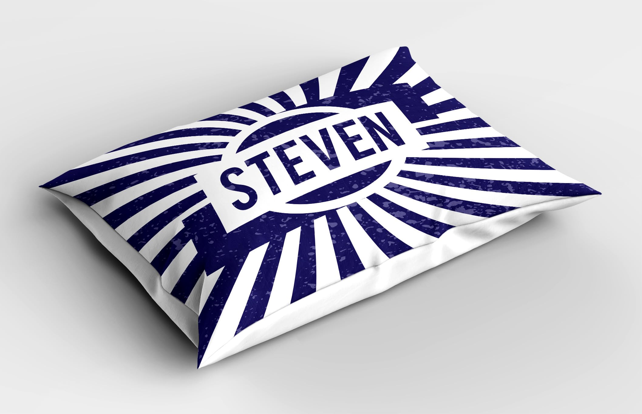 Ambesonne Steven Pillow Sham Set of 2, Common English First Name for Boys in Blue and White Retro Composition, Quality Microfiber Bedding Item for All Seasons, 30