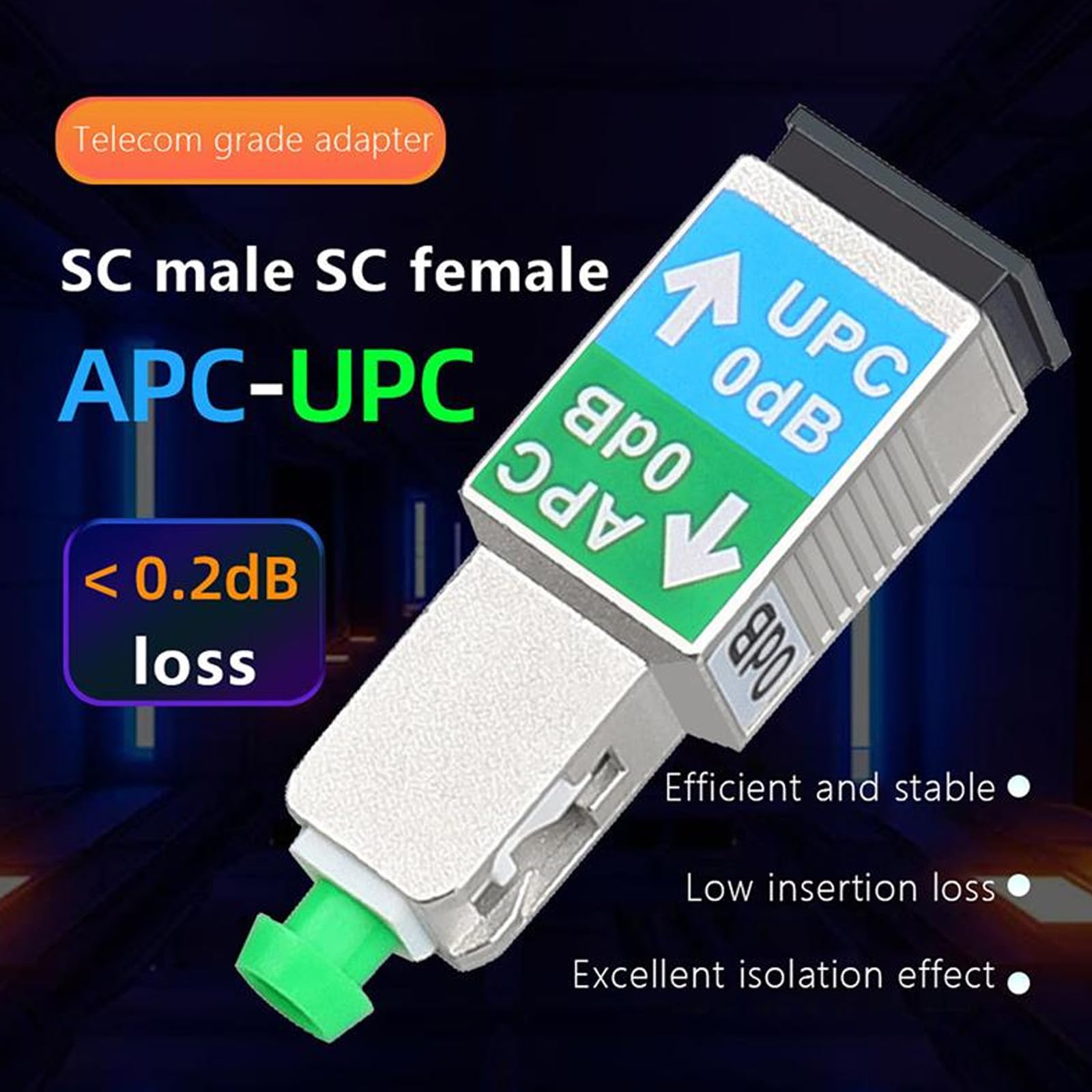 Adattatore per Fibra Ottica, Attenuatore per SC, Adattatore SC-UPC Maschio a Femmina da 1200 Nm a 1600 Nm, Connettore per Fibra Ottica Ibrida per