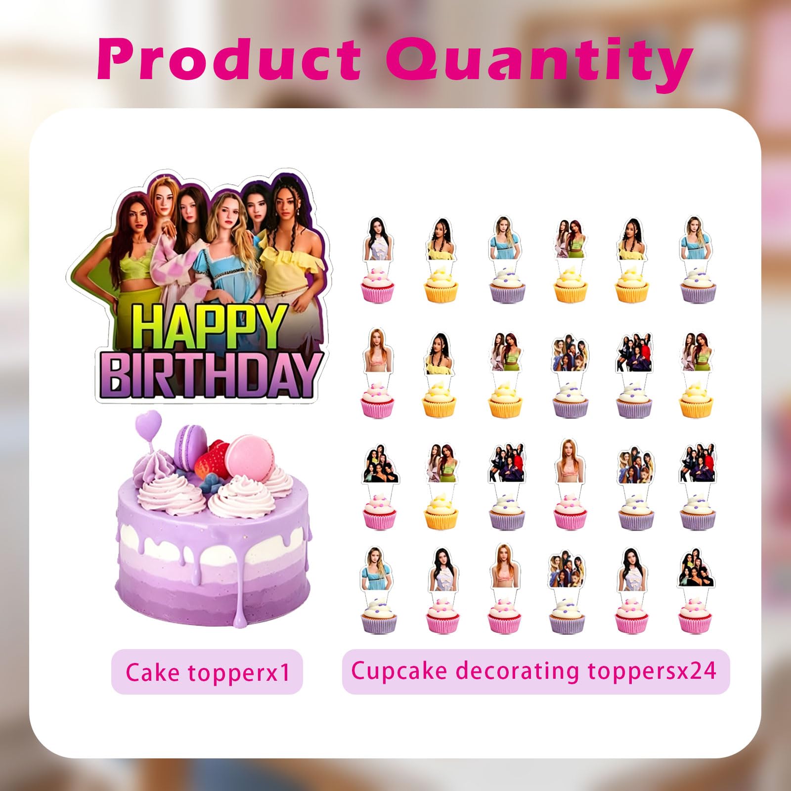 Set di 25 decorazioni per torte di compleanno a tema Katseye,Ideali per decorare torte,Muffin,Cupcake e feste di compleanno per bambine