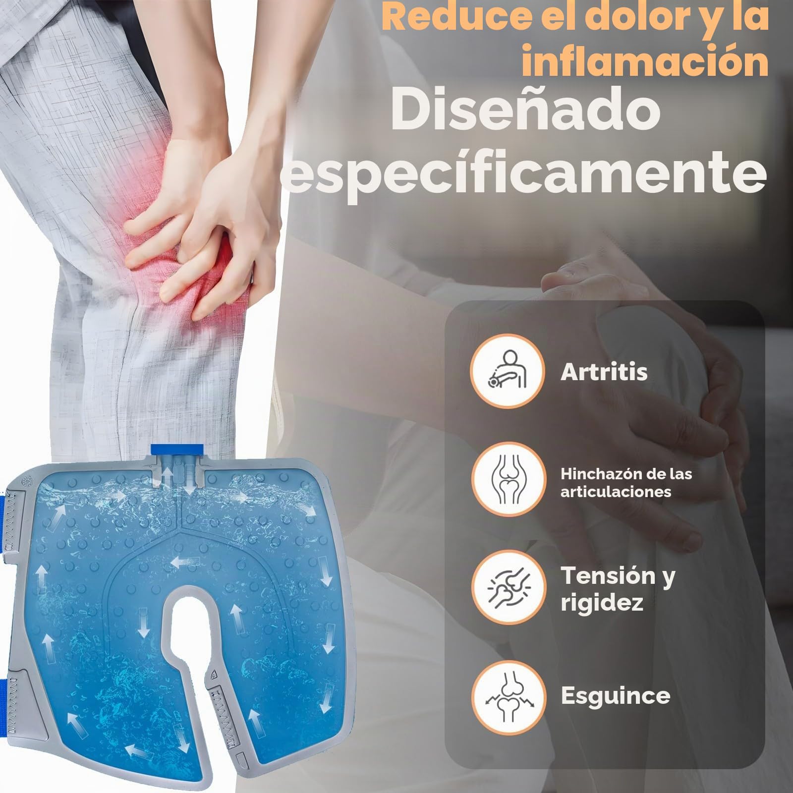 Máquina de terapia de frío para rodilla, máquina de hielo para rodilla después de la cirugía, crioterapia para lesiones deportivas, esguinces, reduce la hinchazón, silenciosa a prueba de fugas