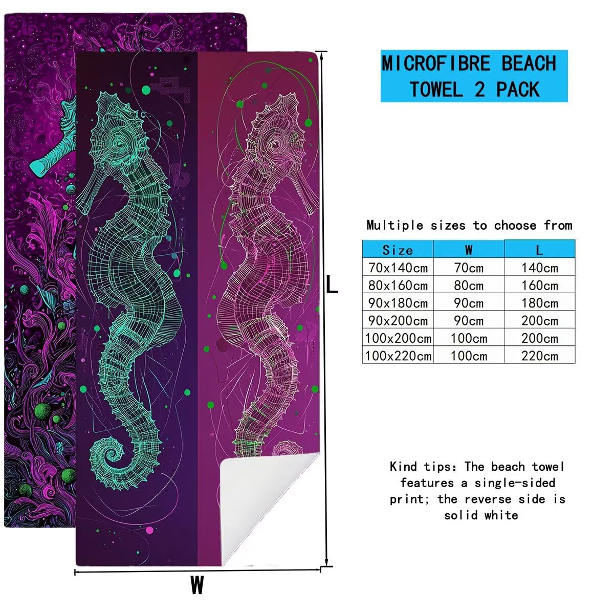 Toalla Playa Grande 100x220cm, Juego de 2 Toalla Microfibra Haima, Secado Rapido Toallas para Gimnasio Compacta, Antiarena Toallas Microfibra Gimnasio para Natación Viaje Deporte, Regalo Hombre -3842