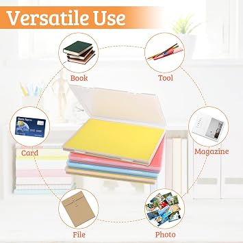 Polegas 4 Pack Portable A4 Clear File Box, Plastic File Storage Box, Waterproof A4 Container for Documents, Paper,Letters, Scrapbook, Magazines,Photos