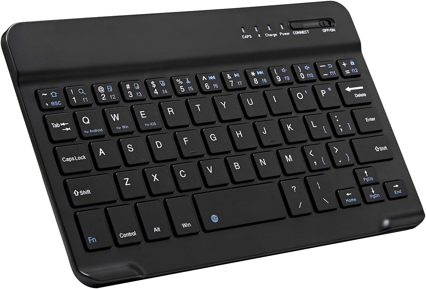 Dresmannst Slim Bluetooth Keyboard Portable Mini Wireless Keyboard Rechargeable for Tablet iPad iPhone Apple Phone Smartphone Laptop iOS Android Windows (7 inch Black)