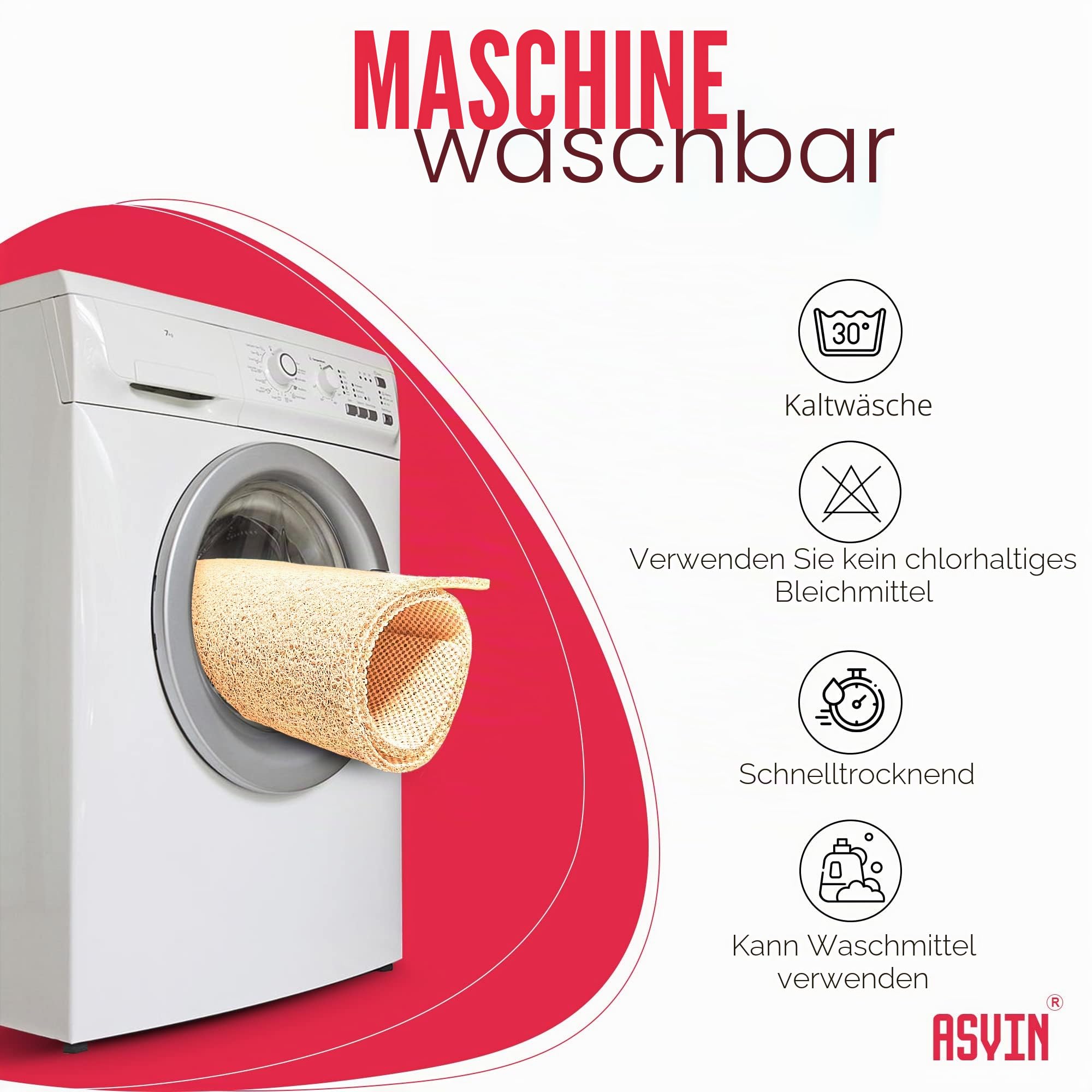 Asvin Weiche, strukturierte, rutschfeste Bade- und Duschmatte für Dusche und Nassbereiche, 40x60 cm, Beige, schnell trocknend, antibakteriell und schimmelresistent