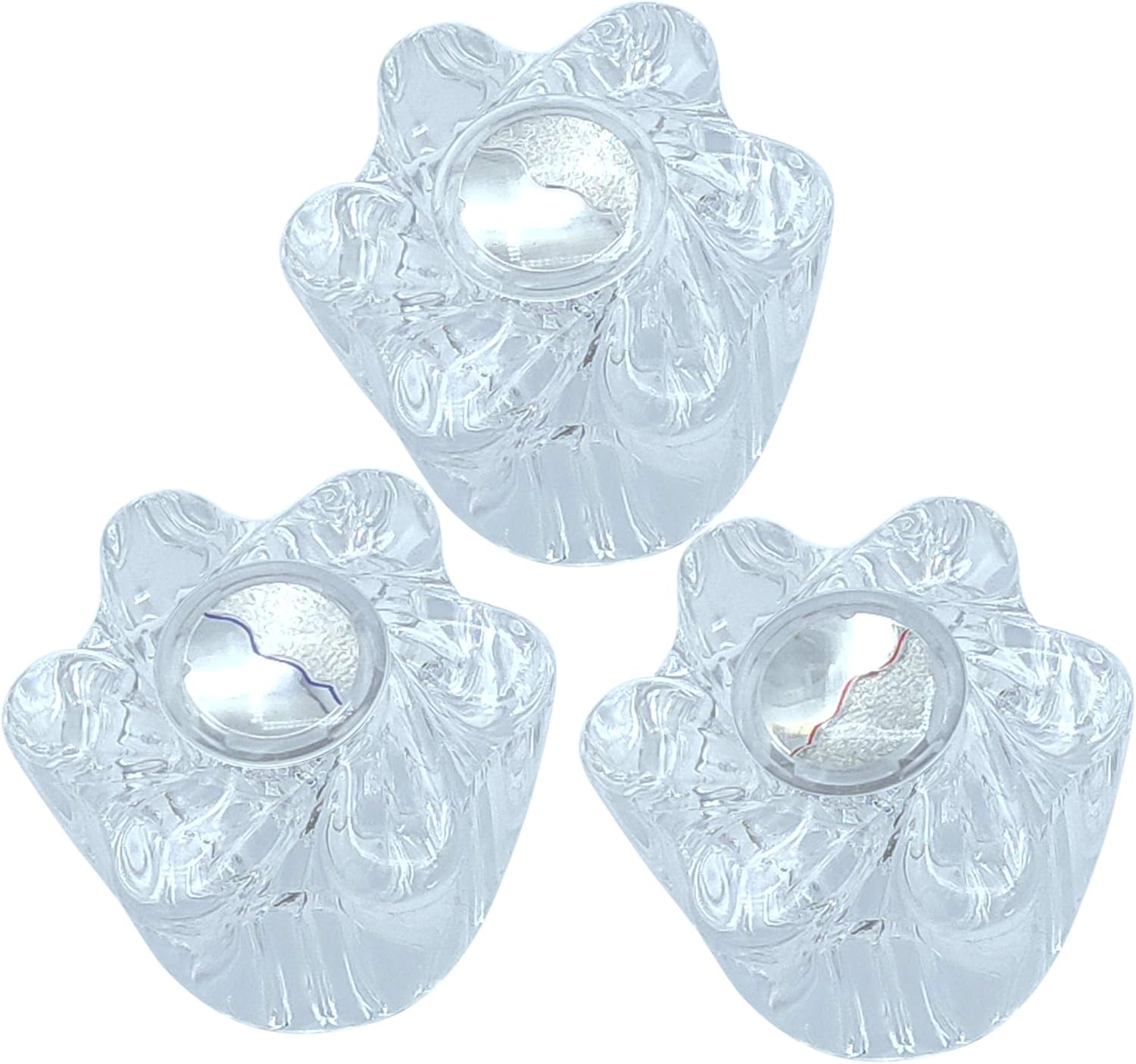 Tub and Shower 3 Piece Faucet Knob Newer Style Price Pfister Windsor Replacement Handles, Includes Set of Hot, Cold, Diverter, Clear Acrylic