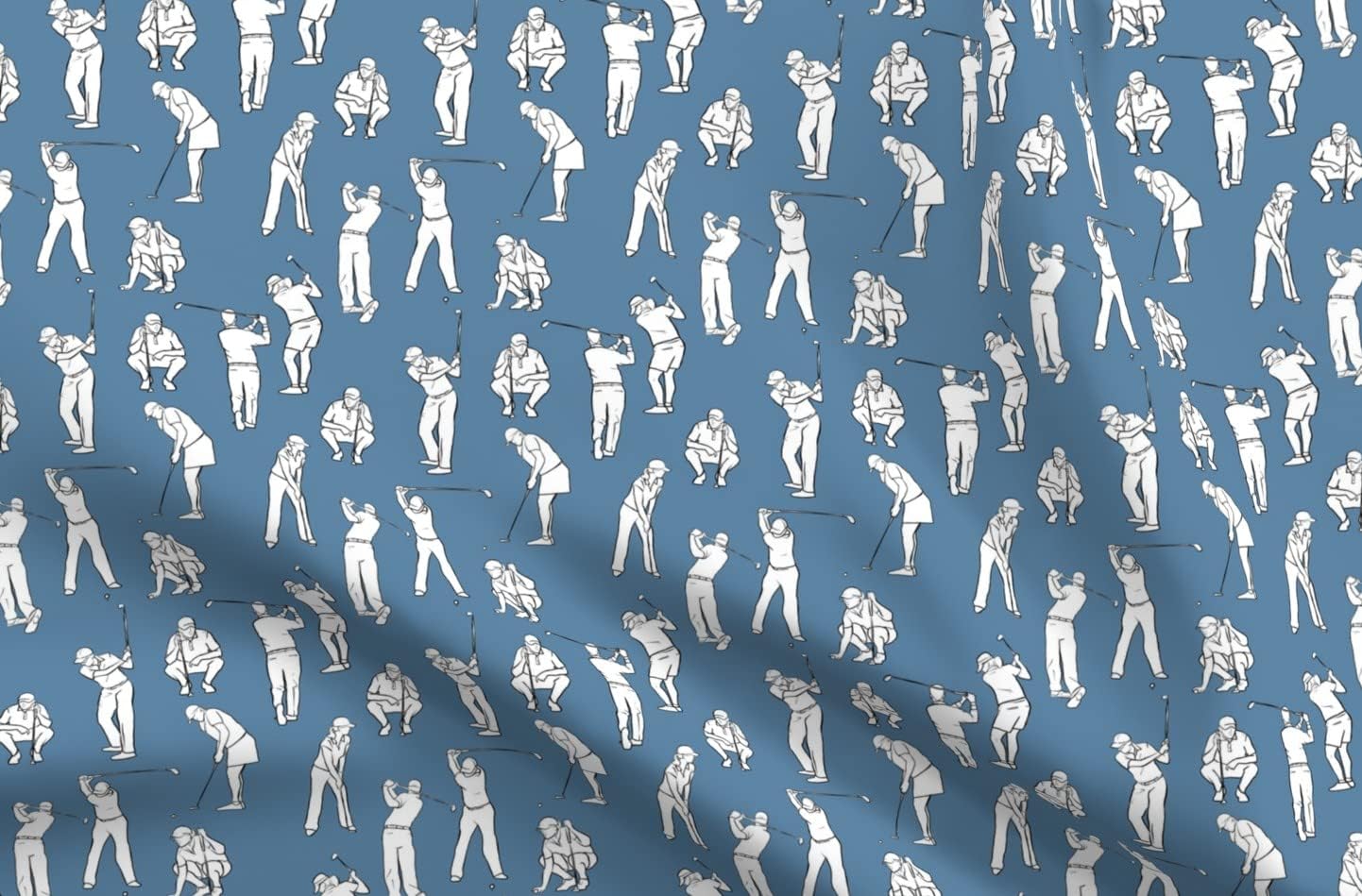 Spoonflower Fabric - Golf Medium Blue Golfing Ball Balls Sports Womens Clubs Club Country Printed on Organic Cotton Sateen Fabric by The Yard - Sewing Quilting Apparel Home Decor