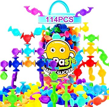 114pcs Suction Cup Toys, Bath Toys for Kids Travel Toy - Preschool Learning Sensory Kindergarten Montessori Classroom Gift for Ages 3-8 Bathtub Window Toys for Autism ADHD