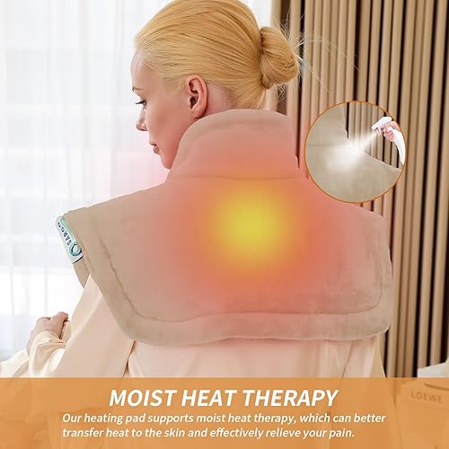 Miniatura 5 de Almohadilla térmica para alivio del dolor de cuello y hombros y espalda (camello, 19 x 22 pulgadas)