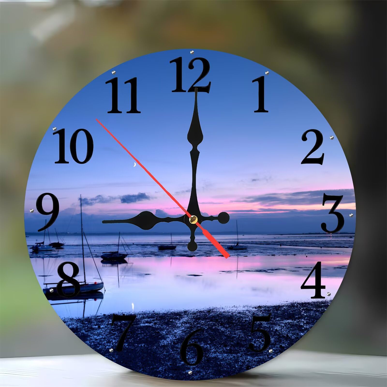 Horloge murale moderne de 35 cm au motif de navire pour instaurer une ambiance zen dans le salon