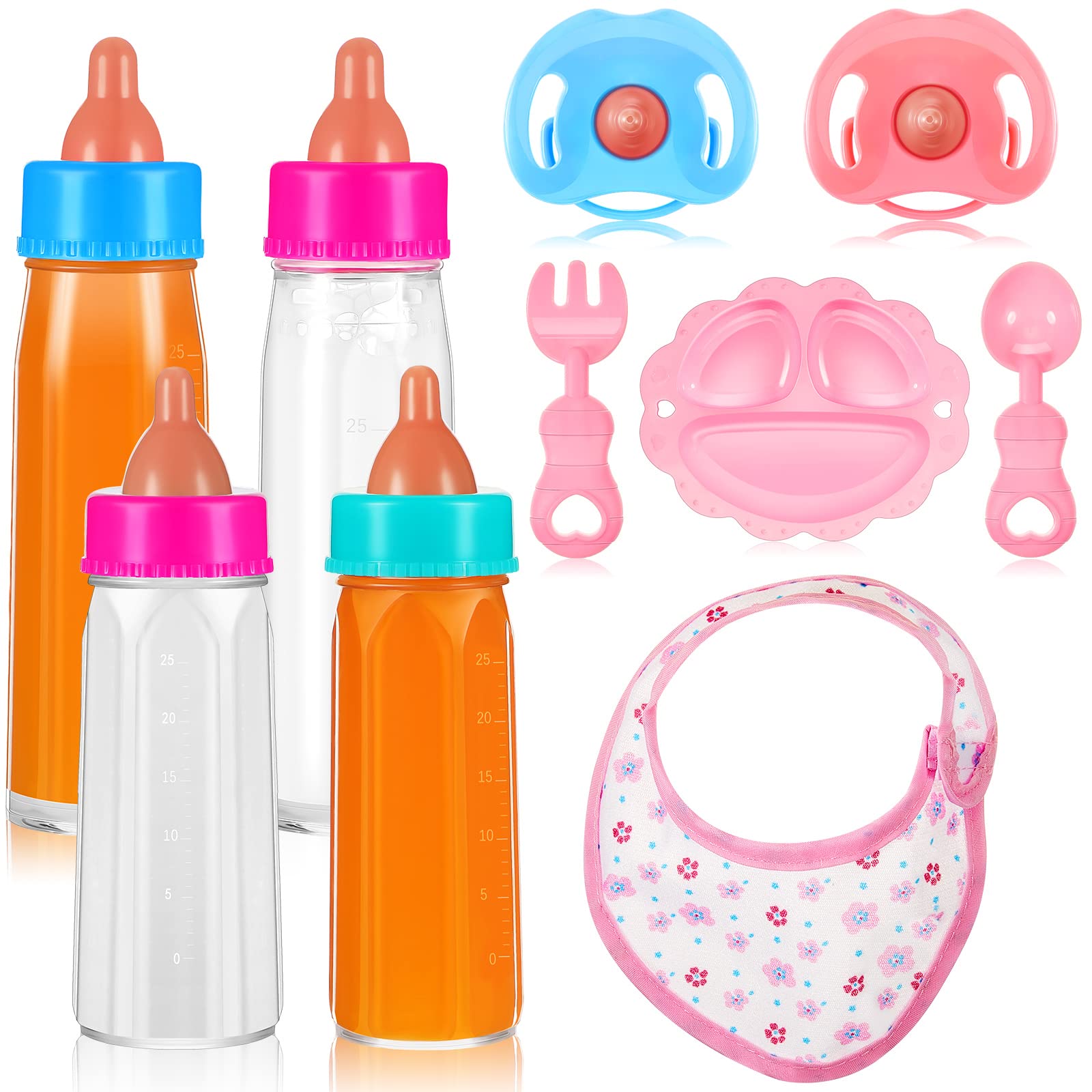 Set De 4 Biberones Mágicos Y 2 Chupetes Para Muñecas | Leche Desaparece Al Voltear | Accesorio Simulación De Alimentación +3 Años