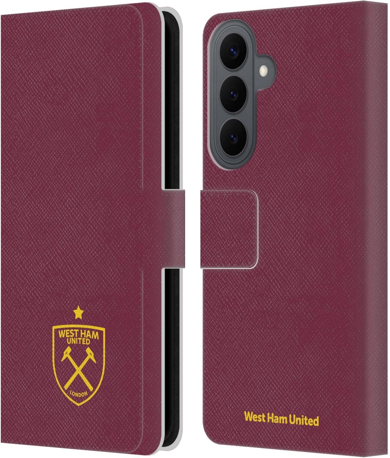 Head Case Designs Officially Licensed West Ham United FC Logo Crest Graphics Leather Wallet Case Compatible with Samsung Galaxy S26 Plus