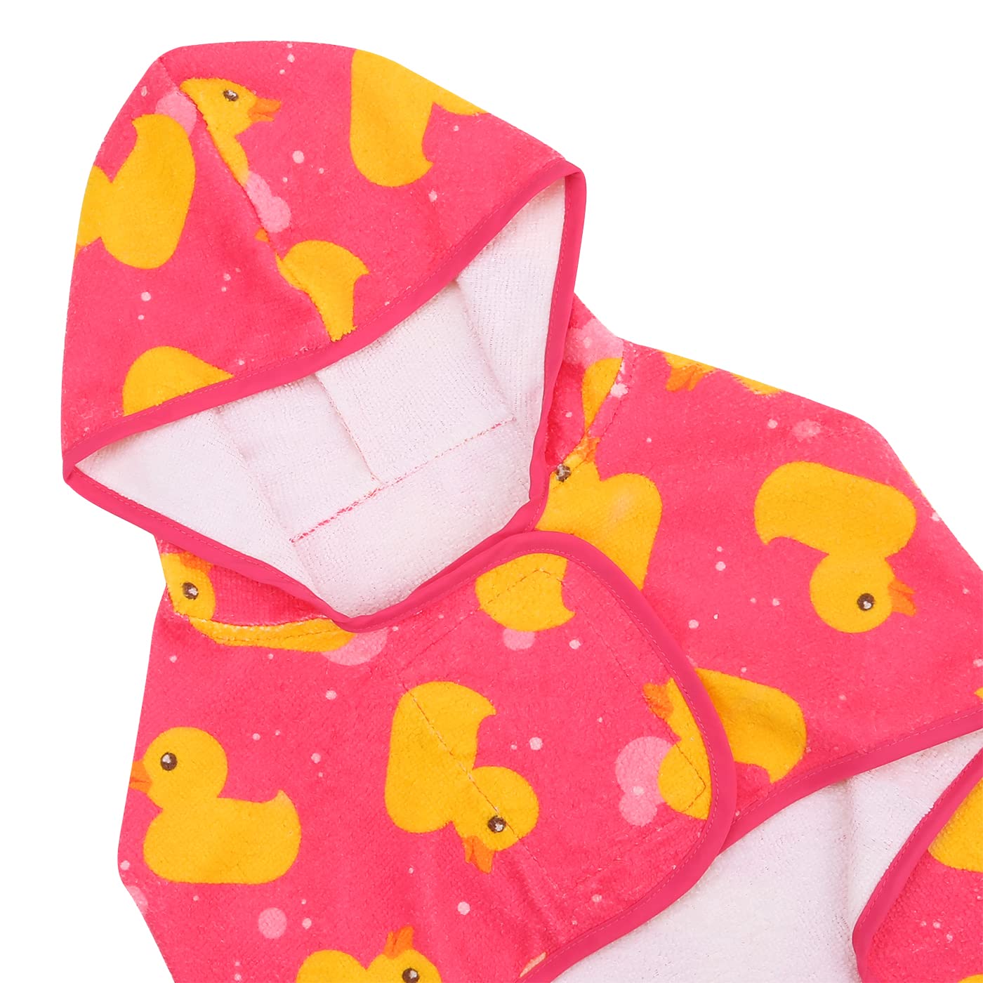 HDE Peignoir de Bain pour Chien Super Absorbant avec Capuche pour Grands Chiens, Canards en Caoutchouc Rose, Taille XL