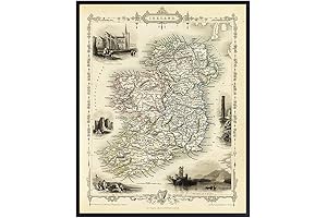 Irish Wall Art - Map of Ireland - Irish Home Decor: Vintage Wall Decor