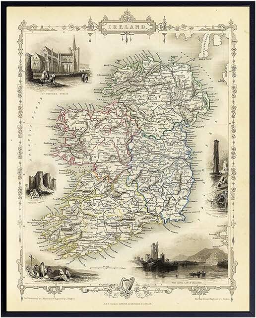 Irish Map Of Ireland Vintage Celtic Poster 8x10