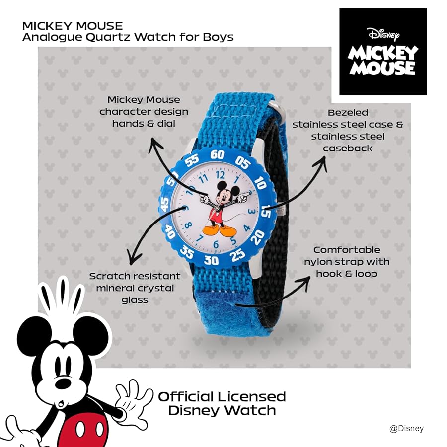Amazon.com: Disney Mickey Mouse Kids' Bezel Stainless Steel
