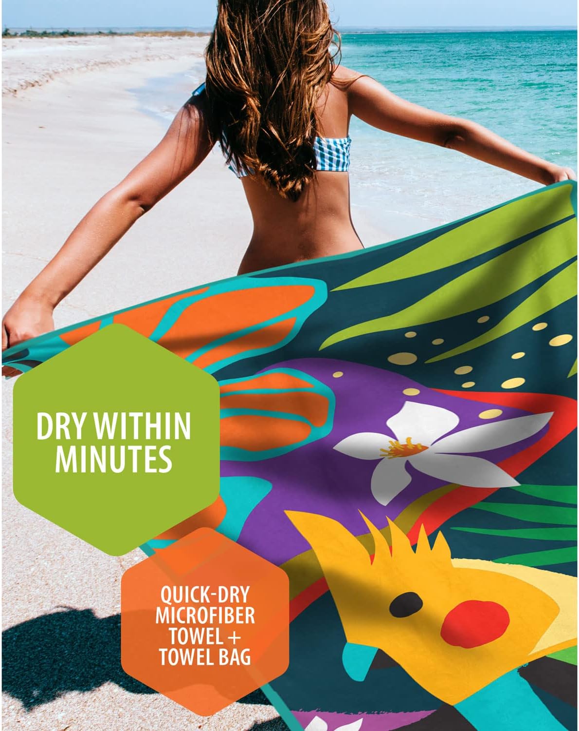 VENTURE 4TH Microfiber Beach Towel: Quick-Dry, Compact, Sand-Free, Absorbent, Sandproof and Lightweight - Perfect for Camping, Beach, and Roadtrips (Rainforest Cockatoo Design | 35x78 inches)