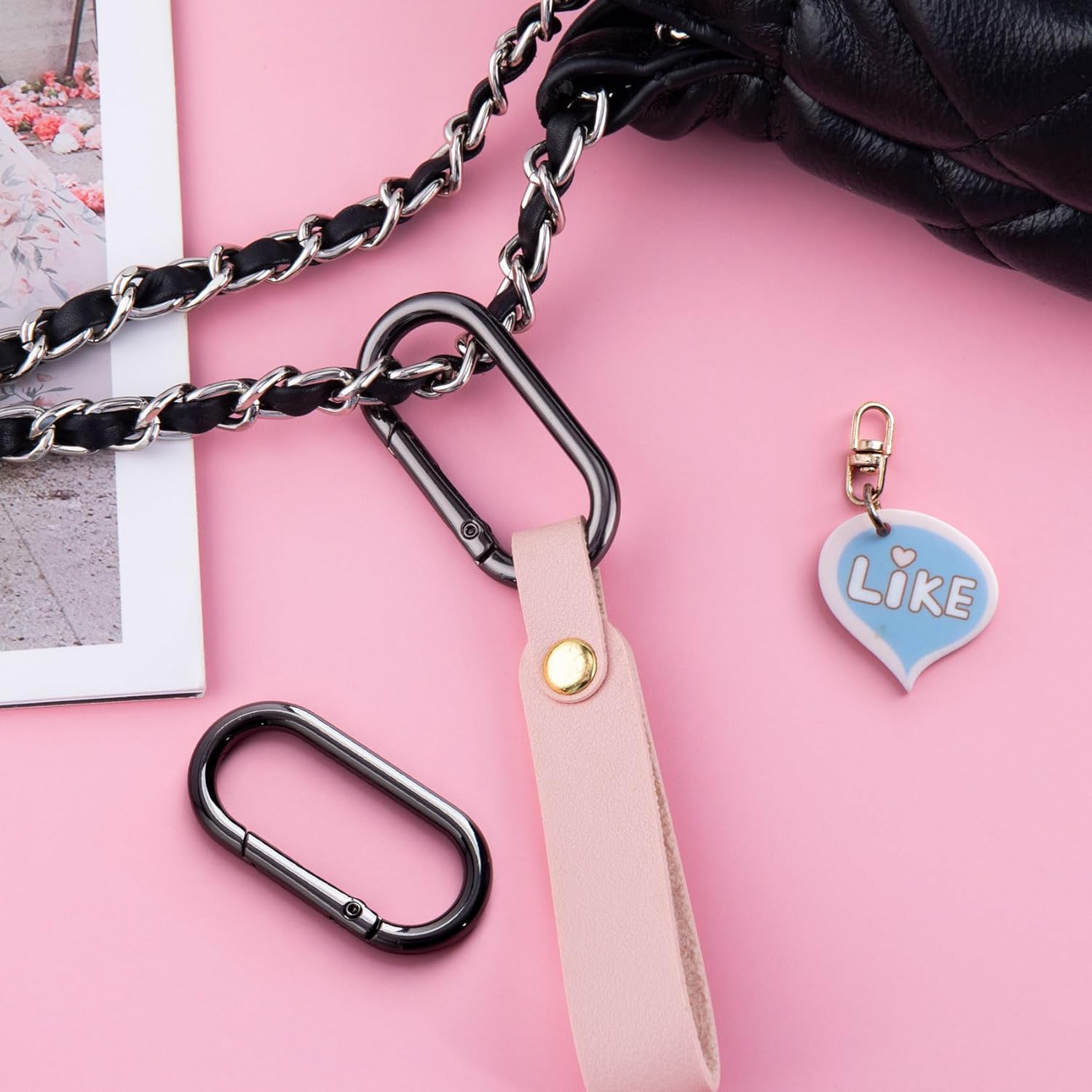 Oval Spring Ring Clips, Metal Keyring Purse Clip, Heavy Duty Opening O Ring Carabiner for Keychains,Backpacks, Keys - Image 4