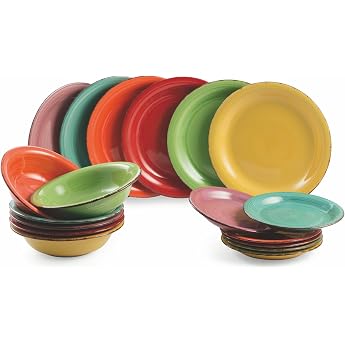 Baita 18-Piece Stoneware Dinner Set, 6 Assorted Plates
