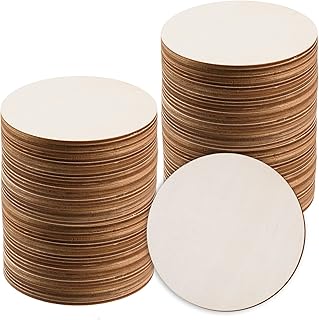 80 Pcs 5 Inch Wood Circles for Crafts Unfinished Wood Circles Wood Rounds Natural Round Wooden Disc Cutouts Blank Wood Circle Slices for DIY Crafts, Coaster, Painting, Staining, Engraving, Home Decor