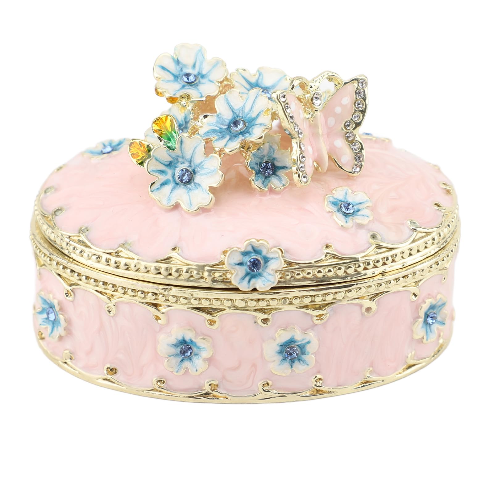 Boîte de rangement de bibelots vintage en émail rose idée cadeau pour femme