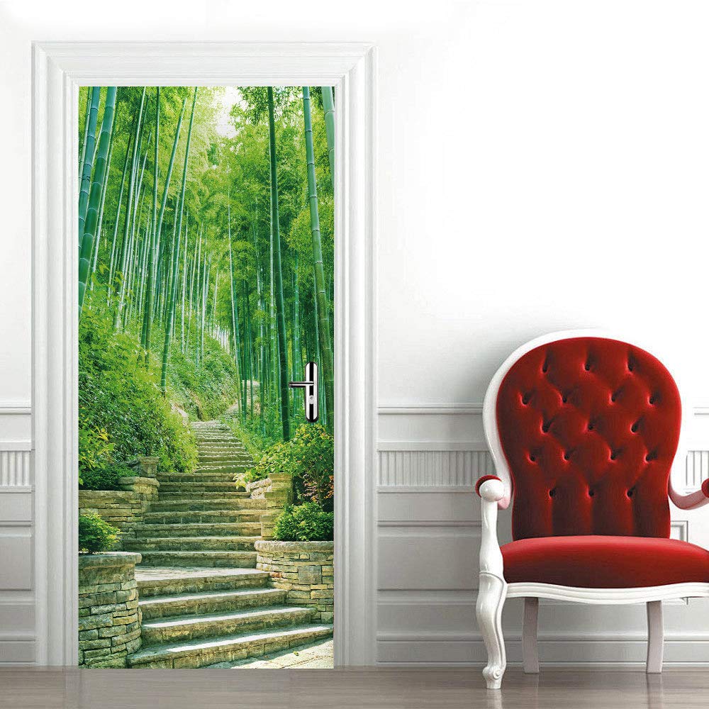 Sticker de porte 3D trompe l'œil 73x205 cm en vinyle auto-adhésif pour escalier
