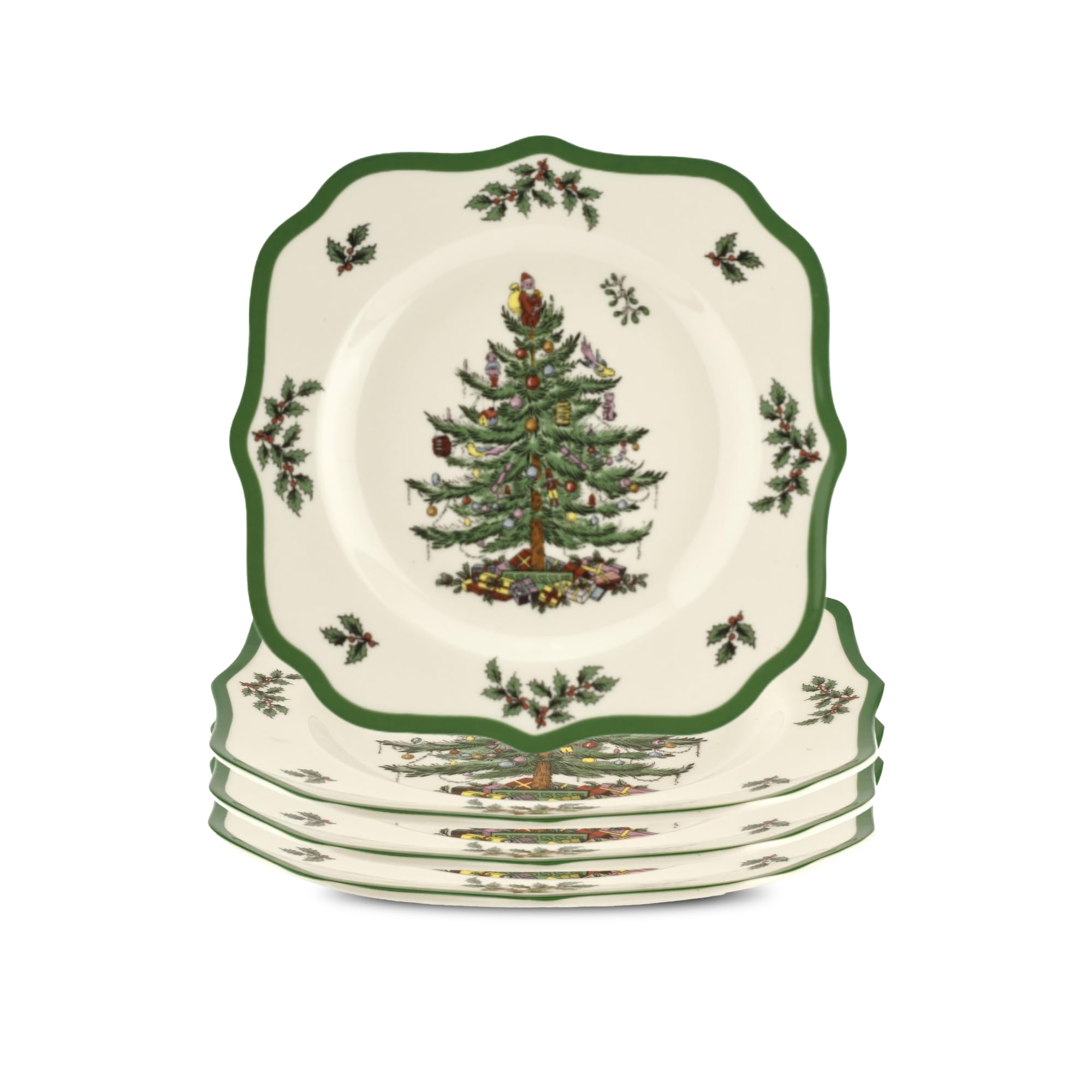 Amazon.com | Spode Christmas Tree Scalloped Salad Plates (Set of 4