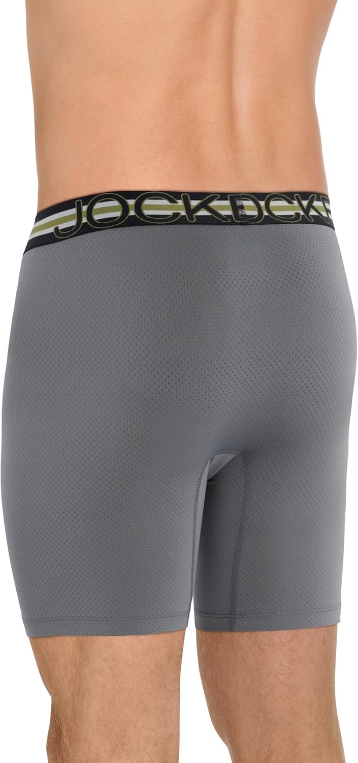 Jockey Sport Men's Underwear Stability Pouch Microfiber 9" Long Leg Boxer Brief - Image 2