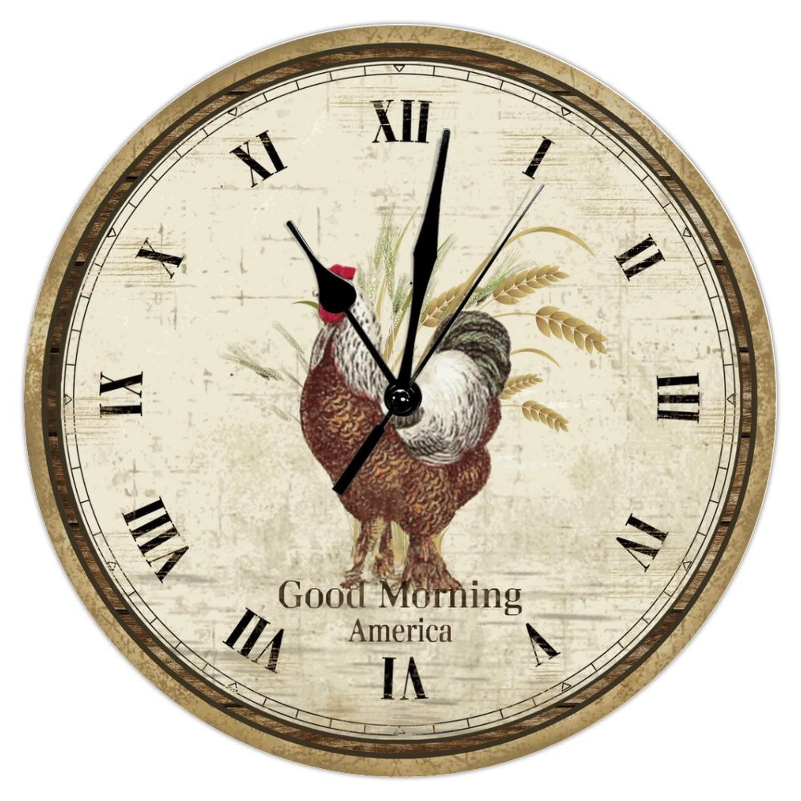 Horloge murale silencieuse rustique de 38,1 cm au mouvement quartz fluide