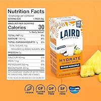 Vista 5 de LAIRD SUPERFOOD Agua de coco hidratante de piña y mango 10 unidades, 0.3 onzas