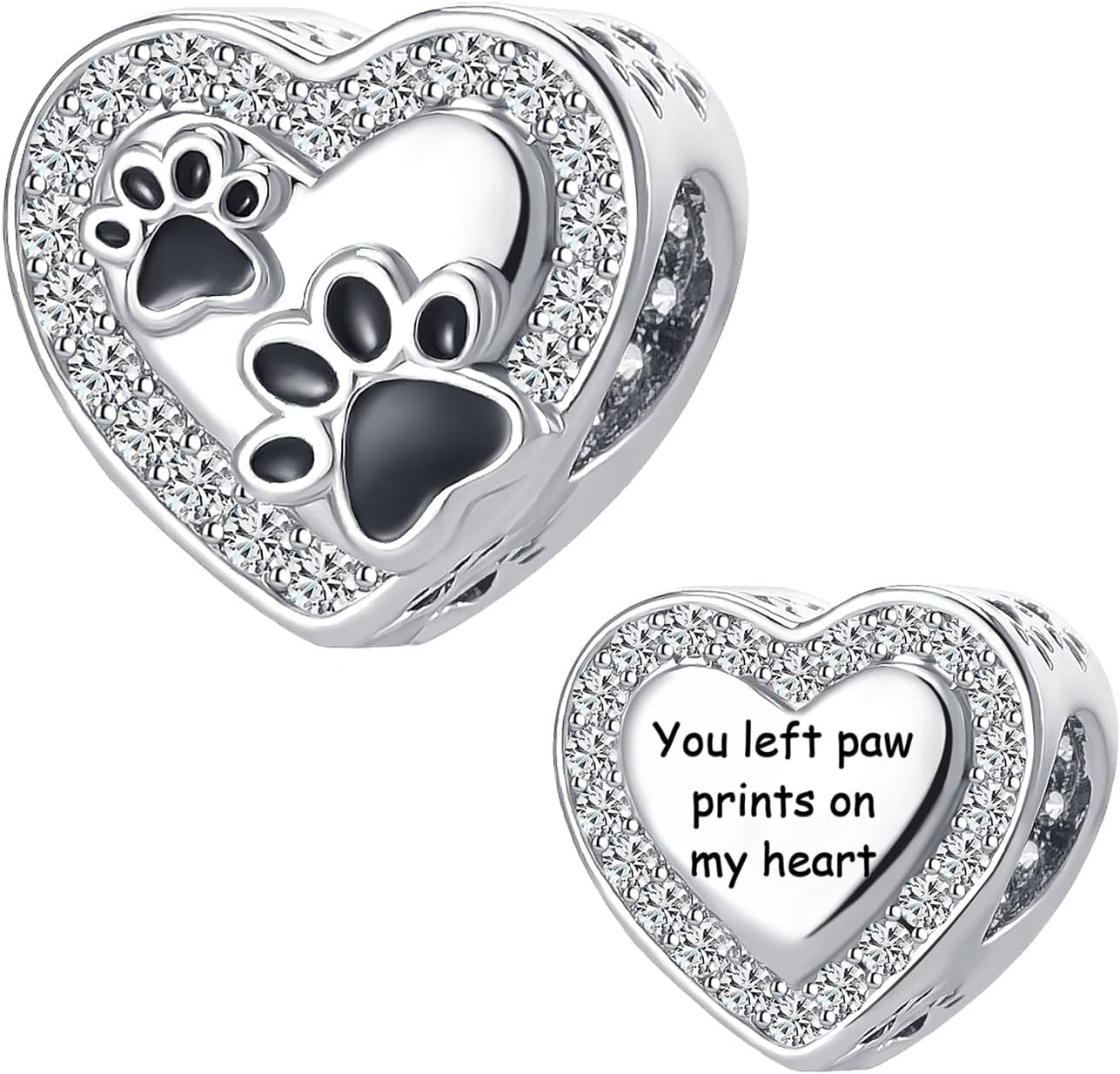 – KunBead Jewelry Dog Paw Print Charm Heart Love Birthday Bead Charms Compatible with Pandora Bracelets for Women