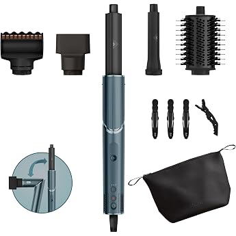 shark flexstyle limited edition gift set 5-in-1 air styler & hair dryer curler frizzfighter finishing tool oval brush concentrator storage bag no heat damage turquoise hd450tleu