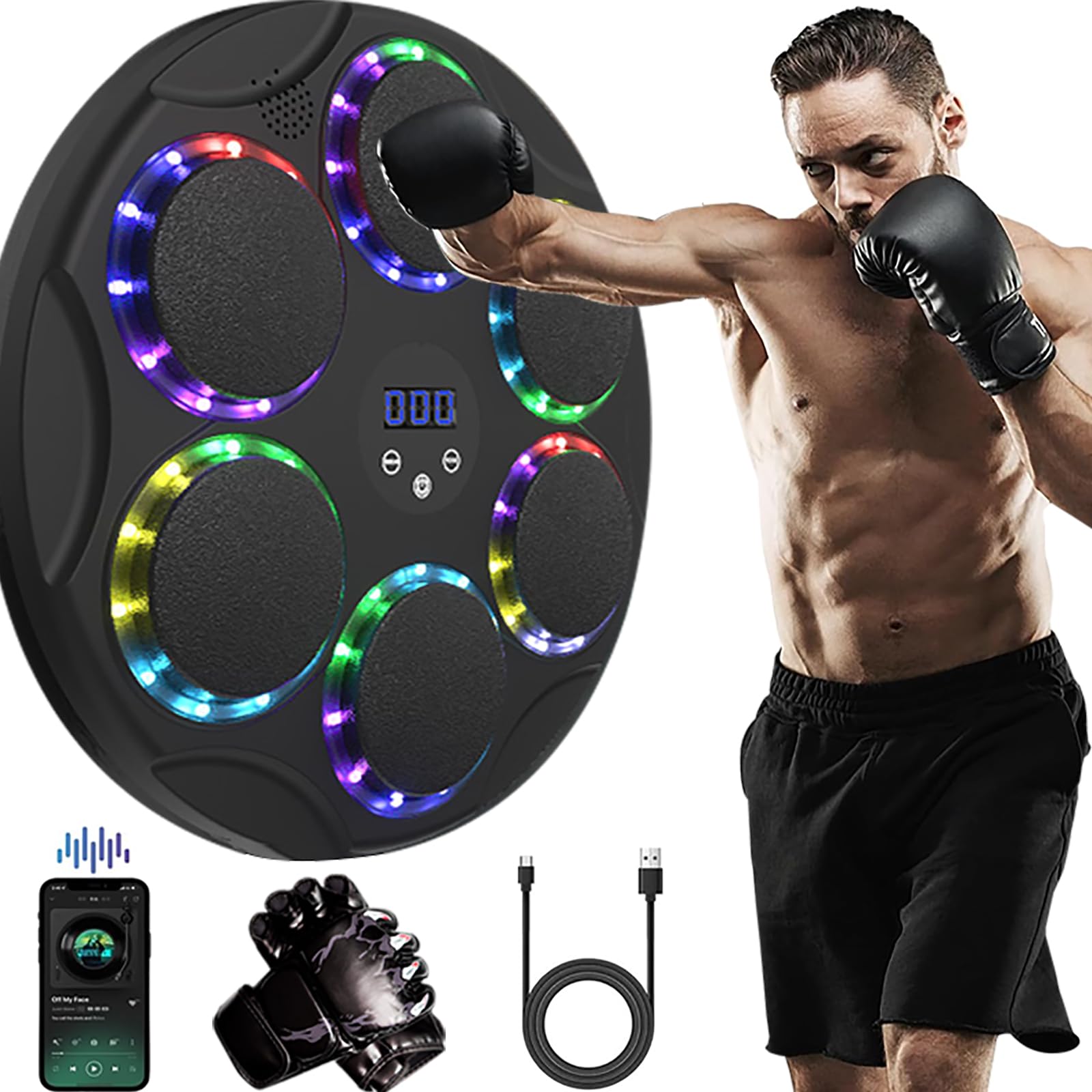 Musik Boxmaschine, Farbenfroher, an der Wand montierter, intelligenter, Box Musik Trainingsmaschine für Zuhause und das Fitnessstudio Erwachsene und Kinder