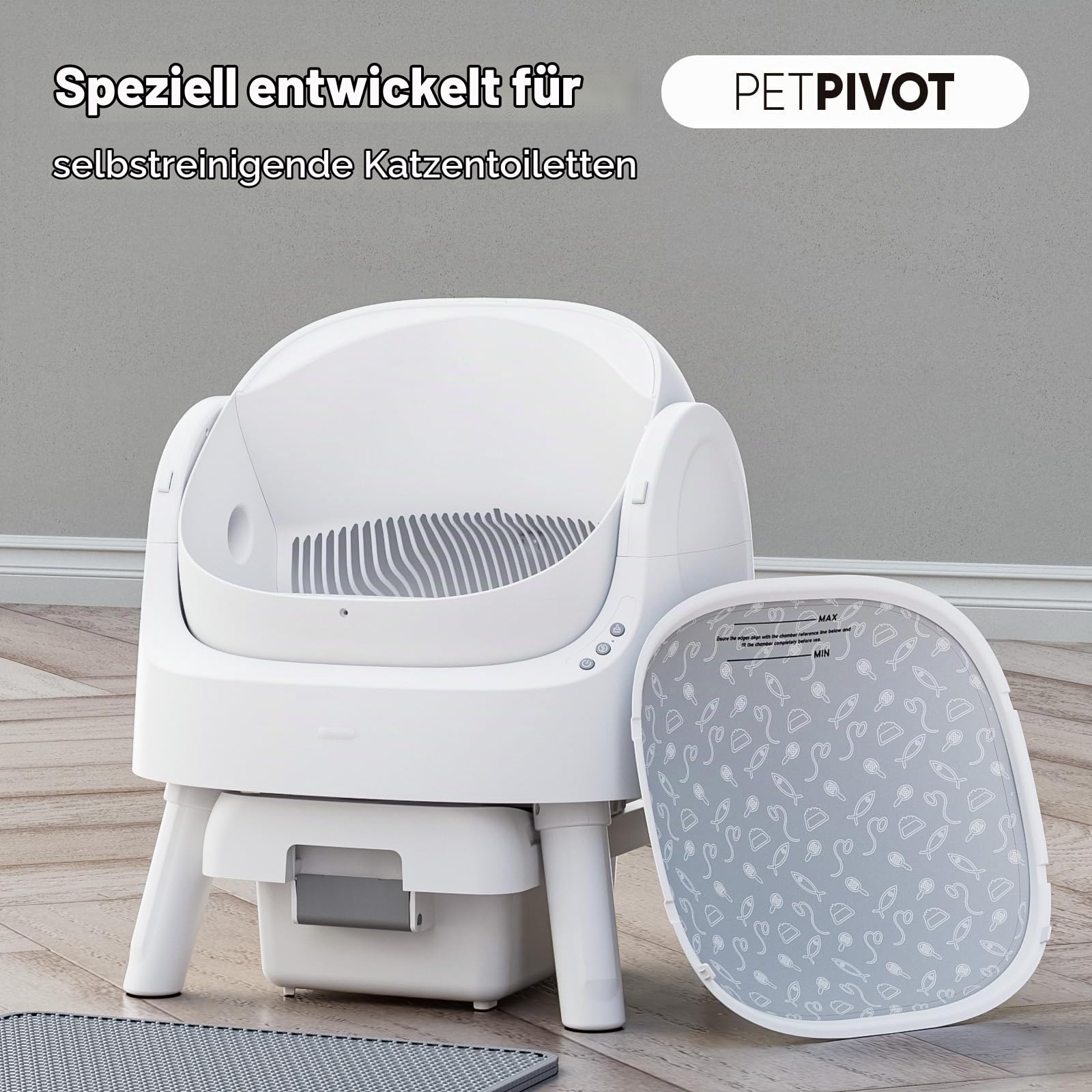 PETPIVOT Selbstreinigende Katzenklo-Matte (2er-Pack) – Wasserdicht, Kratzfest, Wiederverwendbare Unterlage für selbstreinigende Katzentoiletten, leicht zu reinigen und zu installieren