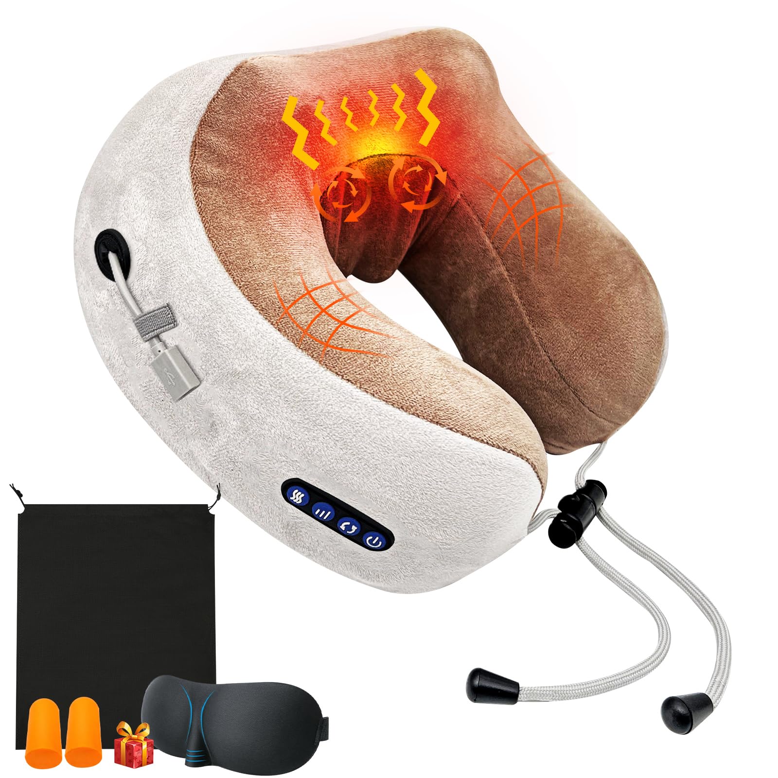 OYANIA Masajeador de Cuello con Vibración,Compresas Calientes,Masaje,Amasamiento,3 Niveles de Intensidad de Masajeador Electrico,Maquina de Masaje,para dar Masajes Electrico,para Casa, Auto u Oficina