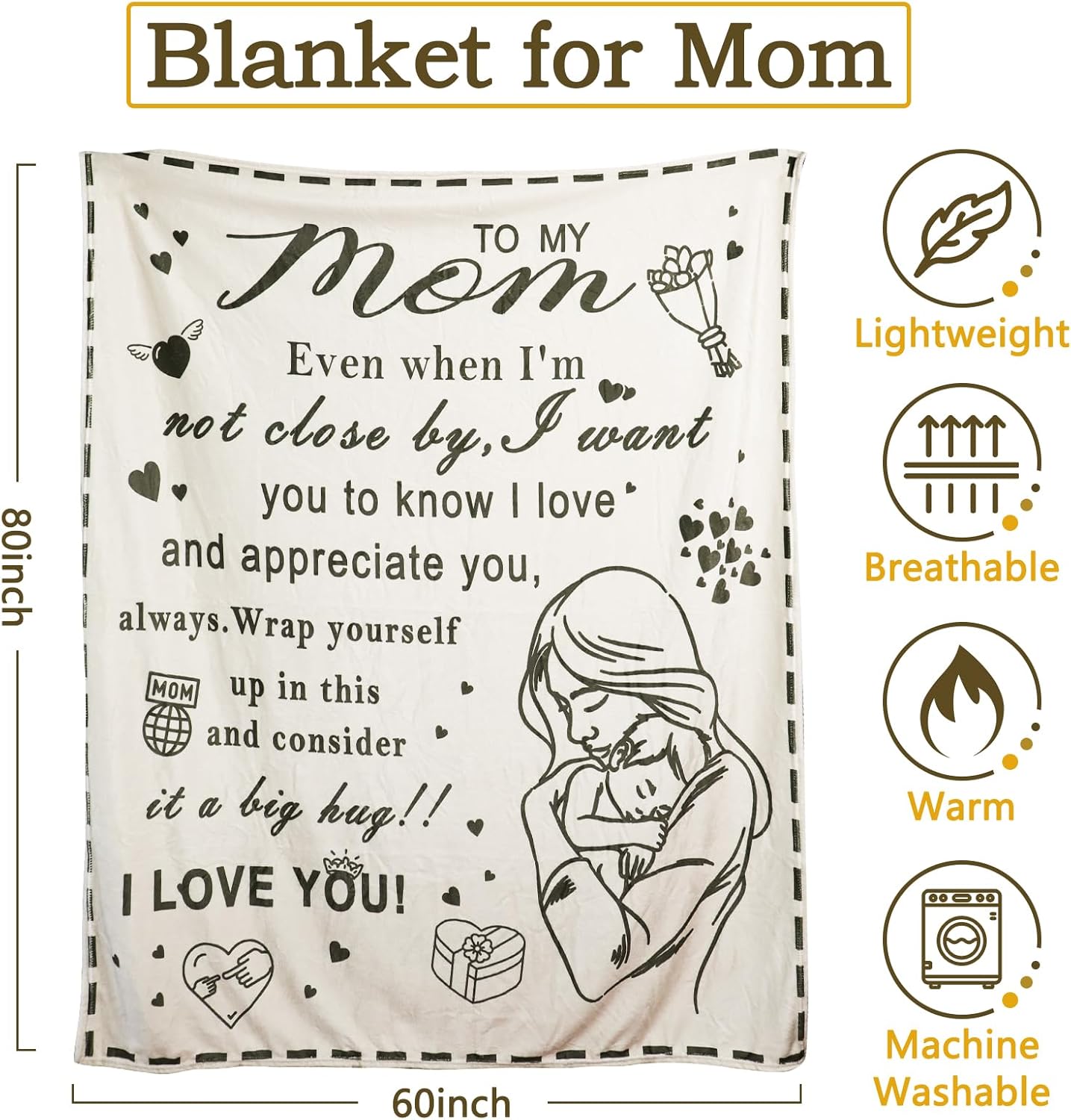 Mom Blankets for Mom, Birthday Christmas Mother's Day Soft Throw Blanket Gifts from Daughter Son(60 * 80)(60 * 80) - Image 3