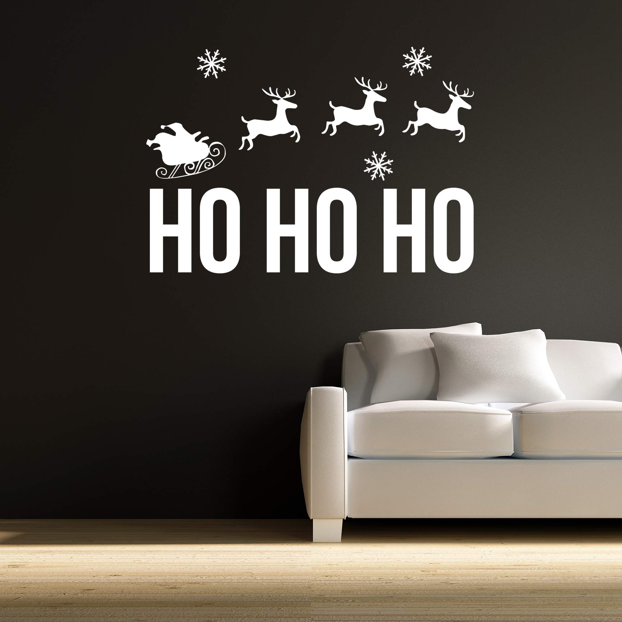 Beautiful Game Christmas Wall Sticker Ho Ho Ho Santas Sleigh Silhouette Decal Art Vinyl Xmas Decorations Home (Grey, 60cm width x 40cm height)