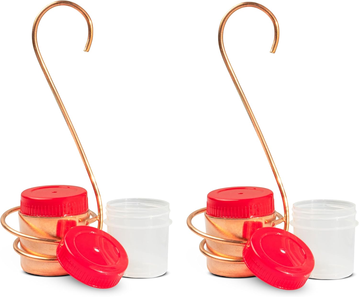 Monarch Abode Hanging Hummingbird Feeders for Outdoors – Pure Copper Handcrafted Single Hanging Hummingbird Feeder, Decorative Humming Bird Feeders for Outdoors Garden Patio Deck, Pack of 2