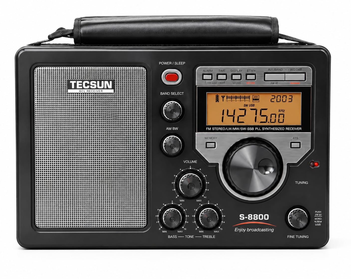 Tecsun S-8800 Receptor de Radio Multibanda Am/FM/LW/SW/SSB, Triple Conversión DSP, Audio Clase AB y Mando a Distancia