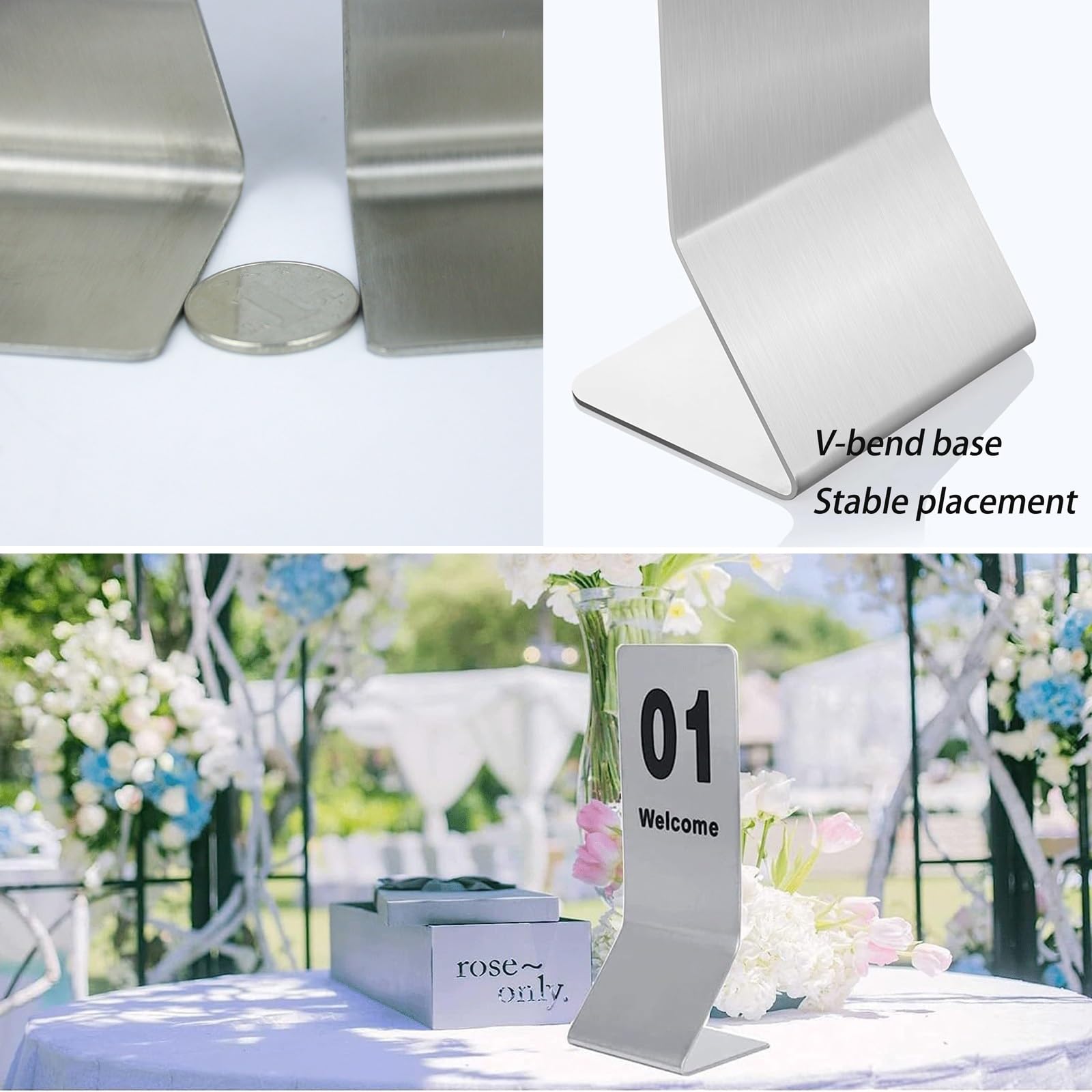 Table Numbers Edelstahl Tischnummern Hochzeit Sitzplan Tischkarten 1-10/20/30 Sitzplan Hochzeit, Tischnummern Nummernschilder, Doppelseitige Zahlen, Stapelbare Tischnummernschilder(1-10)