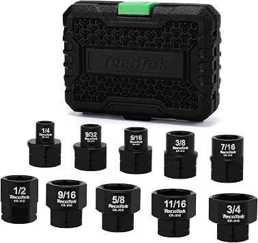 10-Piece 3/8-Inch Drive SAE Low Profile Impact Socket Set, Stubby Socket Set, 1/4"-3/4", 6 Point, Cr-Mo, Shorter Socket for Tight Areas