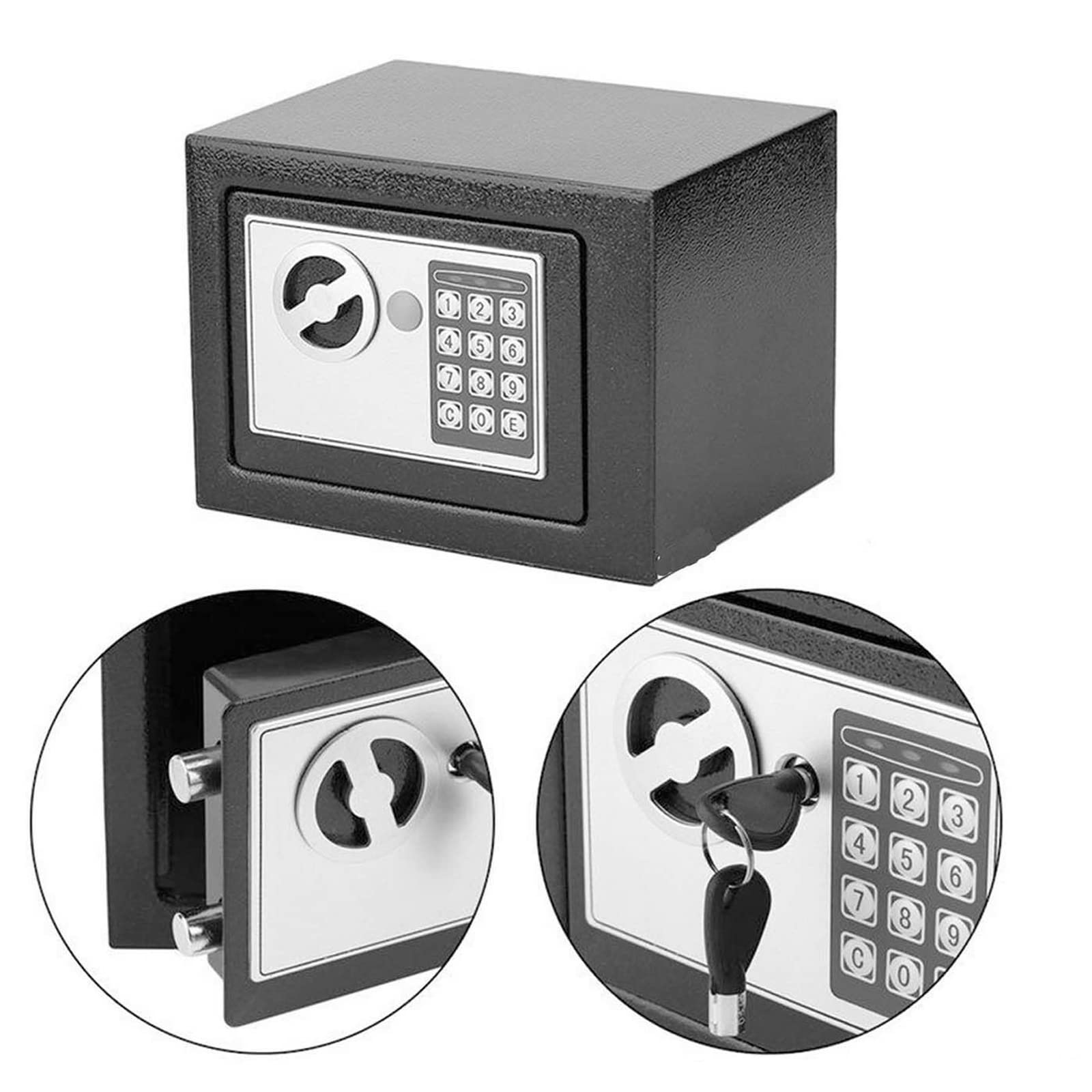ZanGe Cassaforte elettronica digitale in acciaio con chiave per casa, ufficio, hotel, tenere denaro, gioielli o documenti, colore: grigio