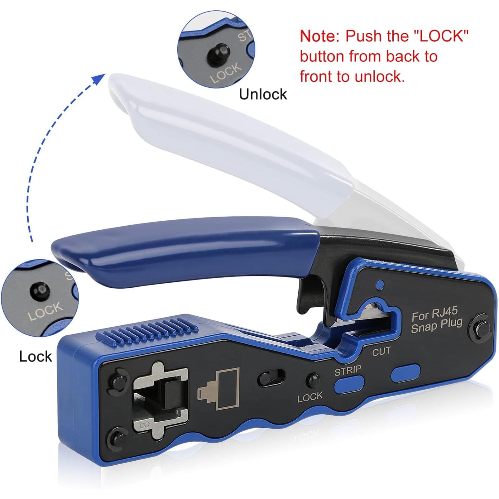 Kit d'outils de sertissage RJ45 Pince à sertir de câble multifonctionnelle professionnelle avec dénudeur de fil pour installation de câble réseau Cat5e Cat6 Cat6a Conception
