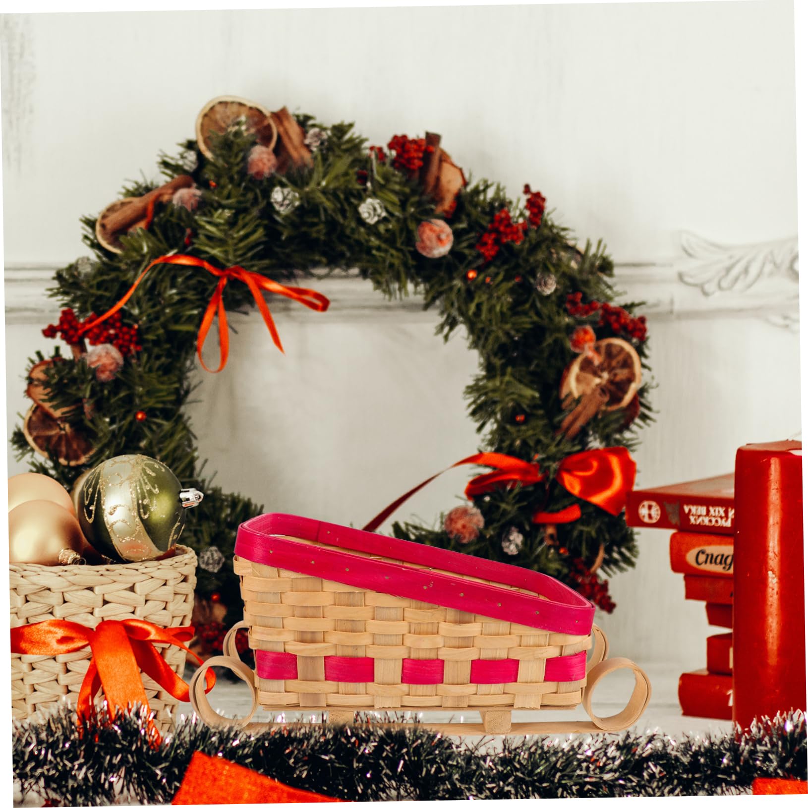 Amosfun 2St exquisiter Schlittenschmuck weihnachtlicher aufblasbarer schneemann Schlittenverzierung weihnachtsbasteln weihnachts basteln Weihnachtsschlittendekoration rot