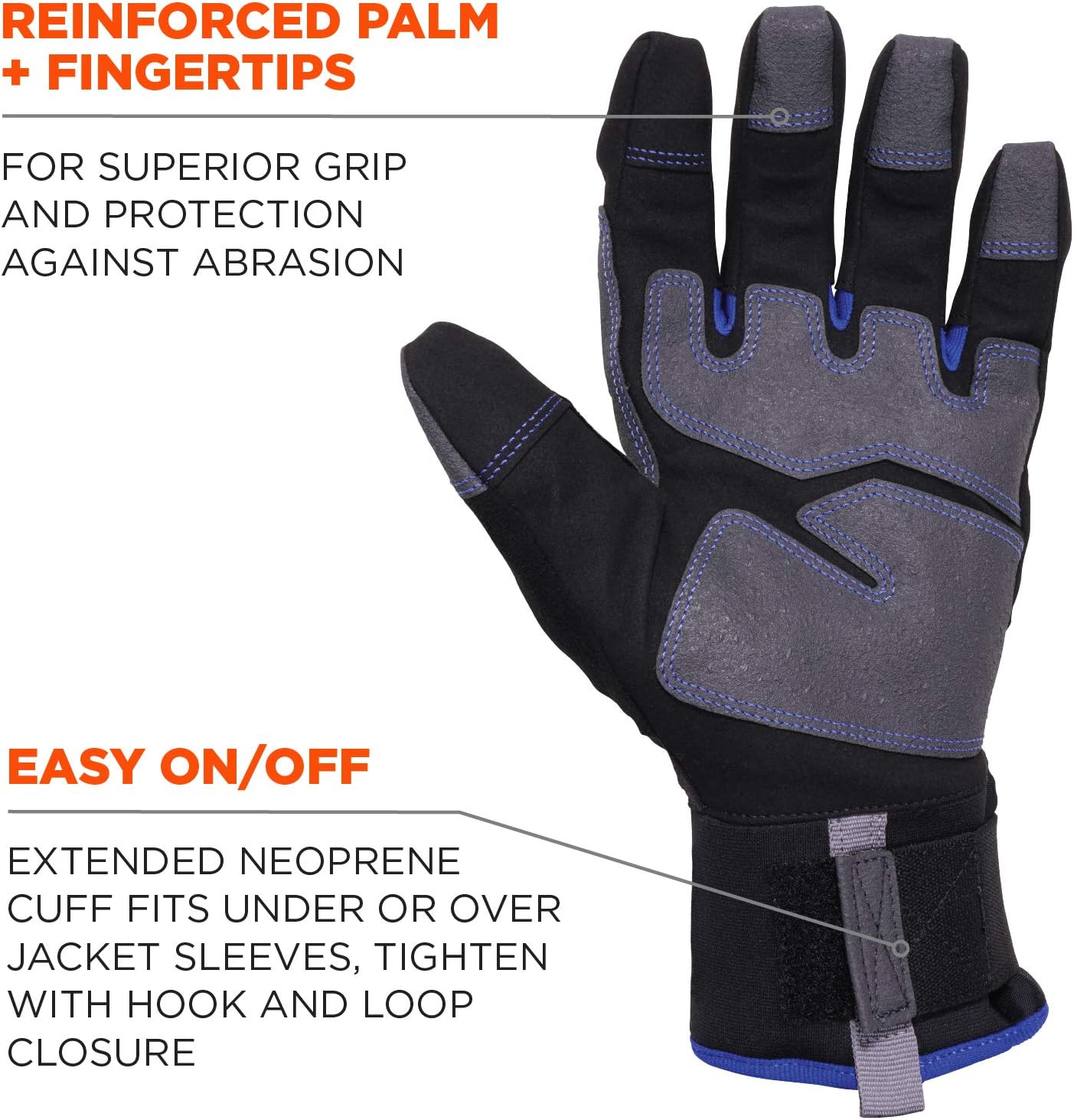 Ergodyne unisex adult Glove,thermal Insulated, Touchscreen, Palms Reinforced Thermal Winter Work Gloves, Black, Small US - Image 4